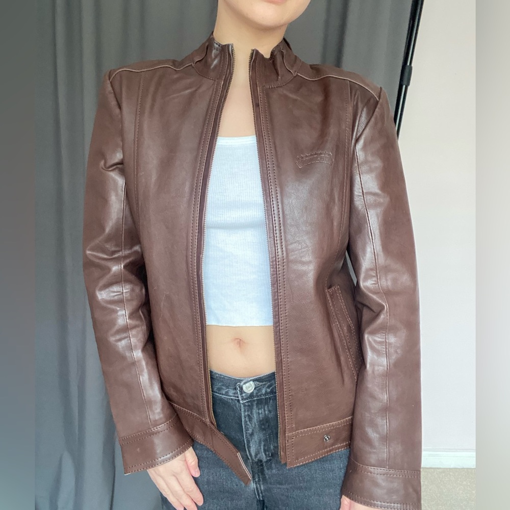Vintage chocolate brown leather jacket size small